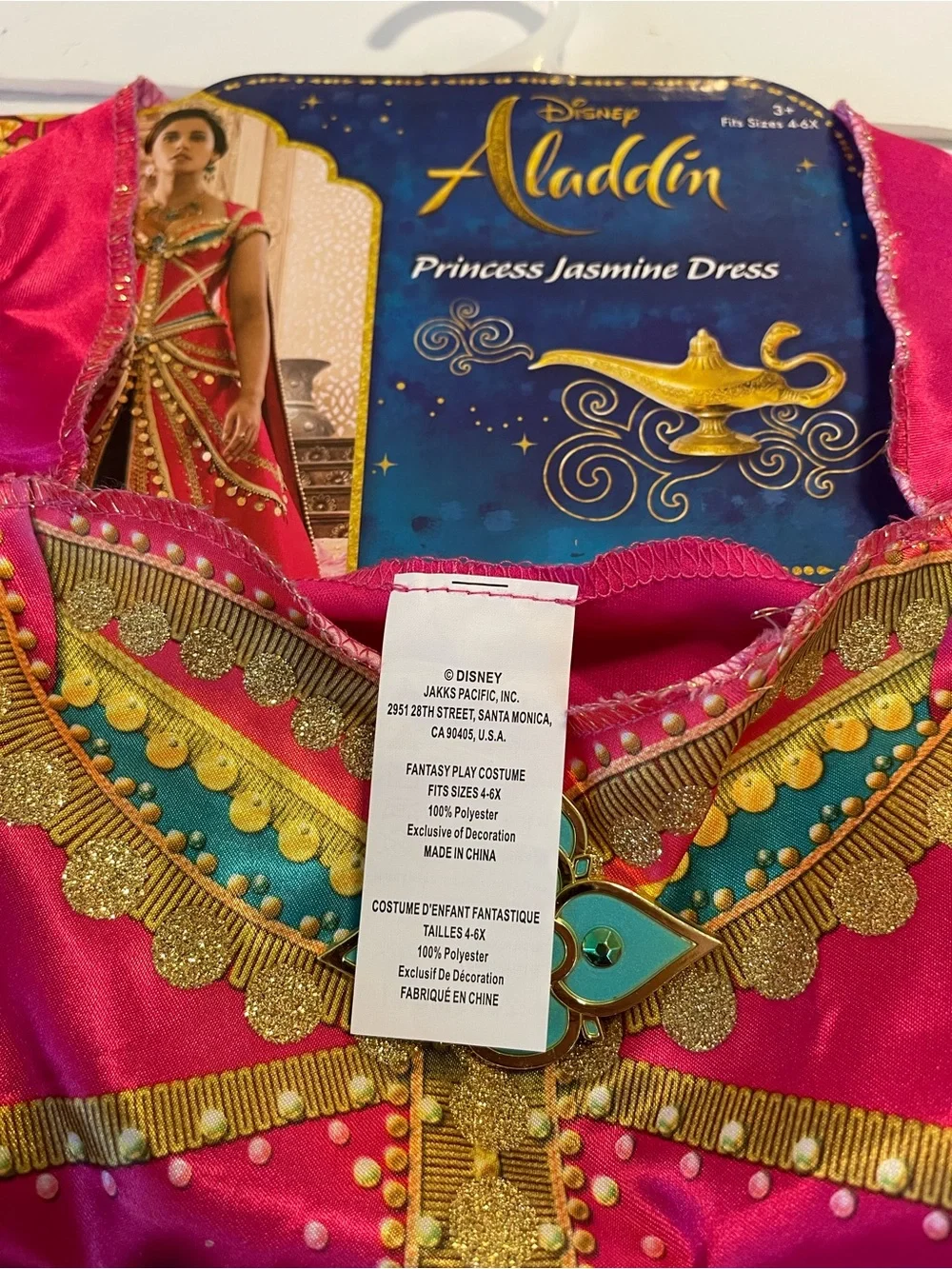Disney Aladdin Princess Jasmine Dress Size 4-6 Y Girls Costume NWT Live Action